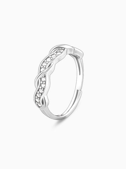 Silver Zircon Winding Wave Ring