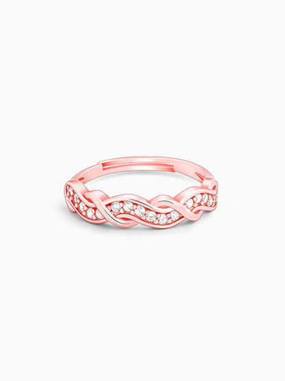Rose Gold Zircon Winding Wave Ring