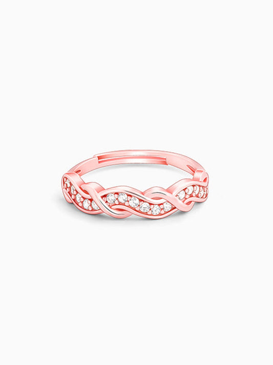 Rose Gold Zircon Winding Wave Ring