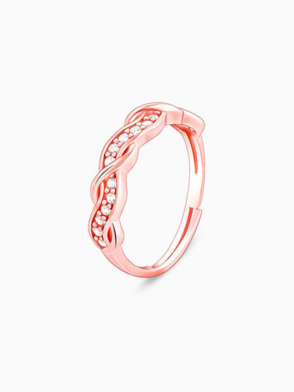 Rose Gold Zircon Winding Wave Ring