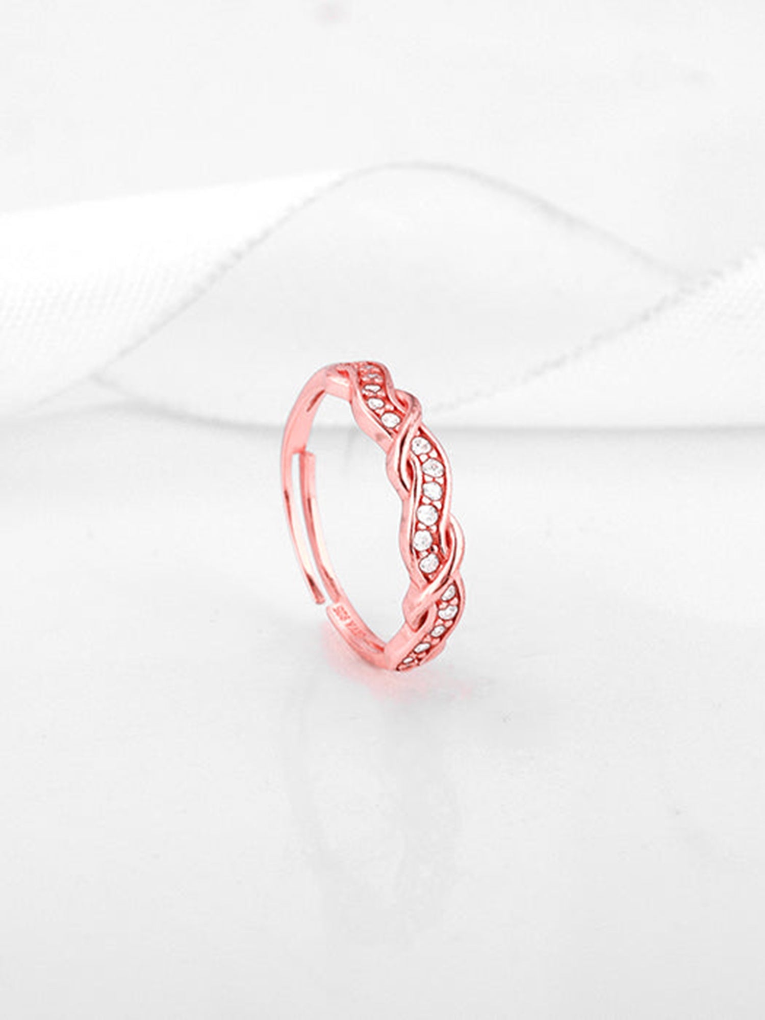 Rose Gold Zircon Winding Wave Ring
