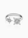 Silver Dual Blooming Flower Ring