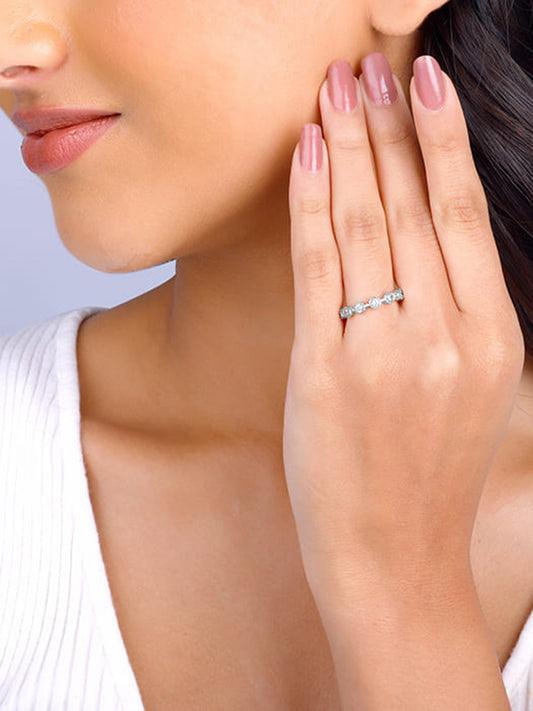 Silver Zircon Melange Ring