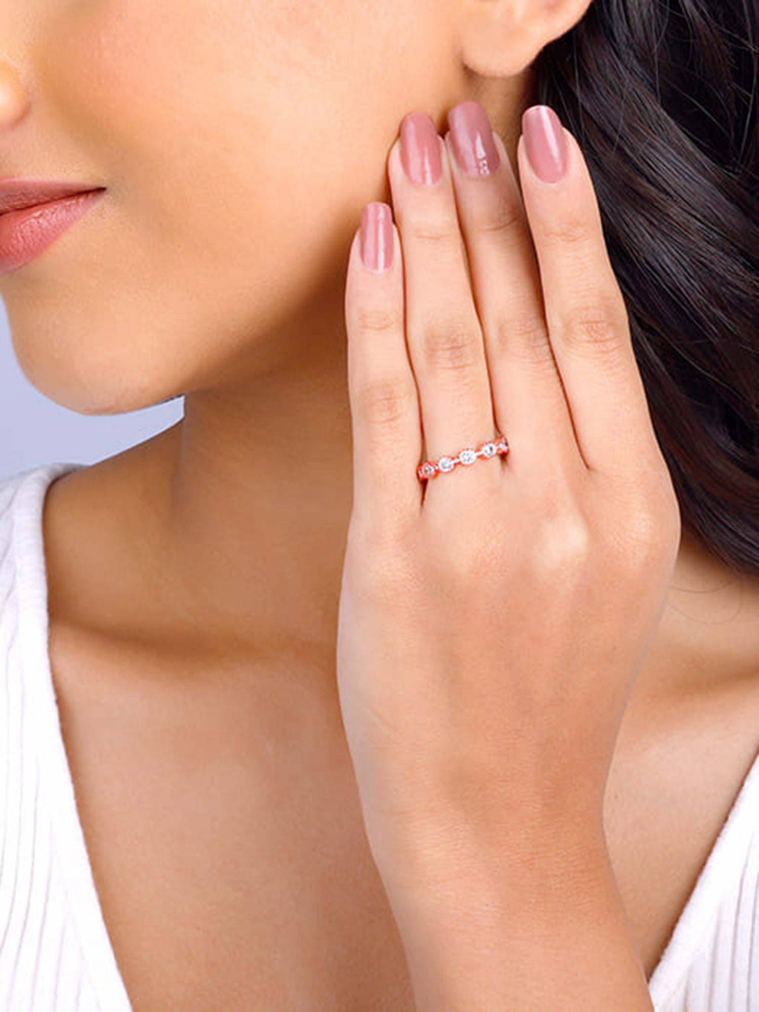 Rose Gold Zircon Melange Ring (Size 13)