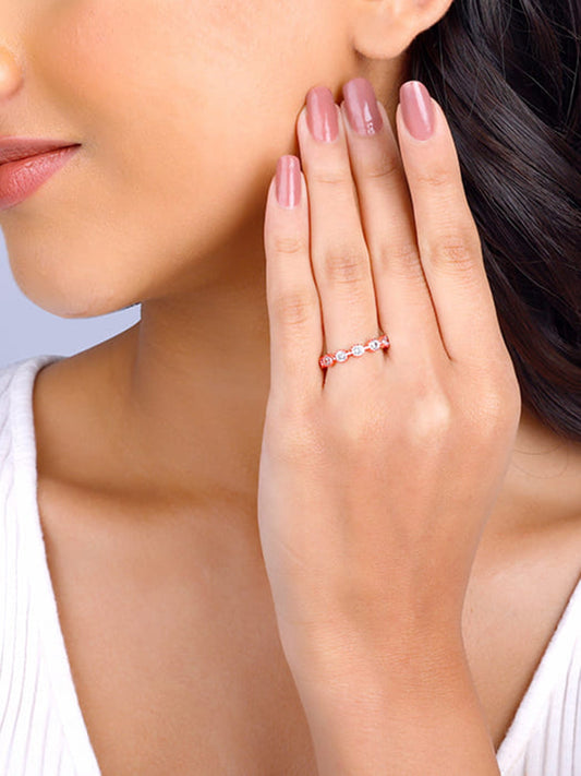 Rose Gold Zircon Melange Ring (Size 13)