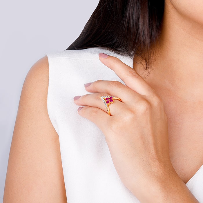 The Vanki Leaf Diamond Ring by PC Jeweller