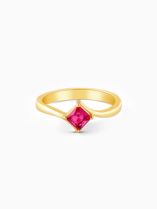 Golden Pink Square Ring