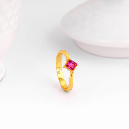 Golden Pink Square Ring