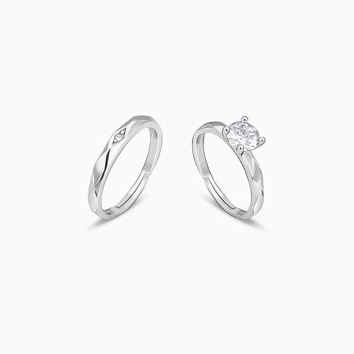 Buy Silver Rhomb Stylish Couple Rings at Best Price