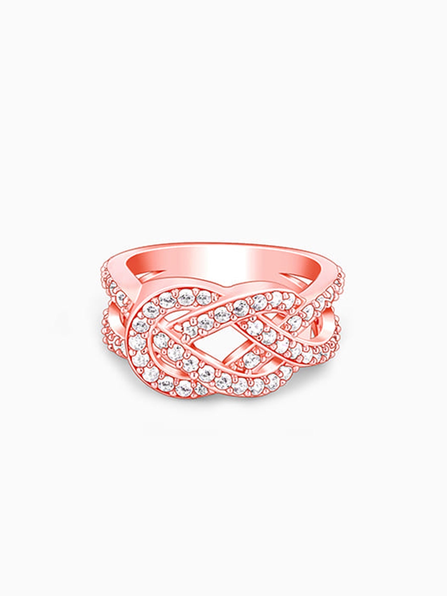 Rose Gold Zircon Studded Celtic Knot Ring