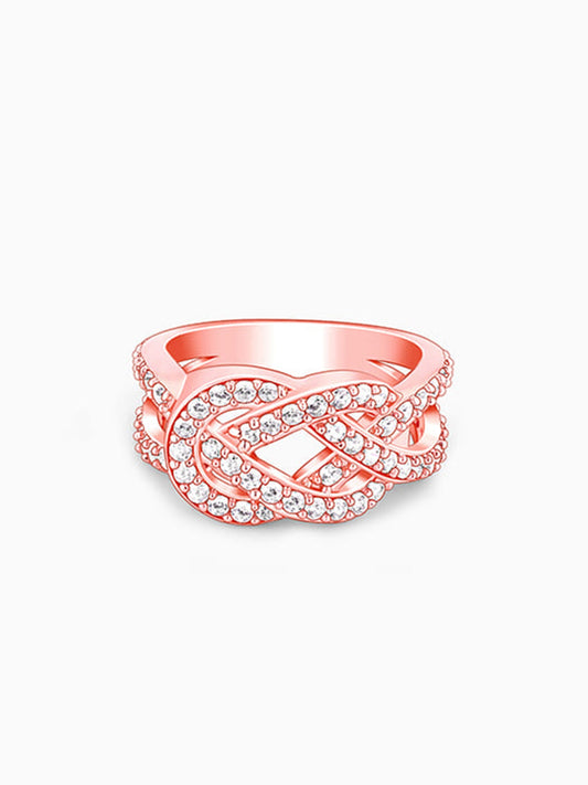 Rose Gold Zircon Studded Celtic Knot Ring
