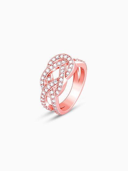 Rose Gold Zircon Studded Celtic Knot Ring