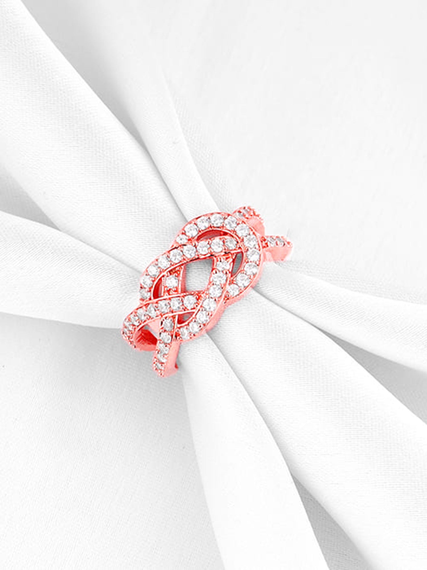 Rose Gold Zircon Studded Celtic Knot Ring