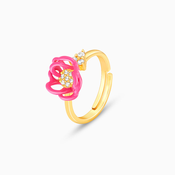 Golden Pink Brahma Kamal Bud Ring