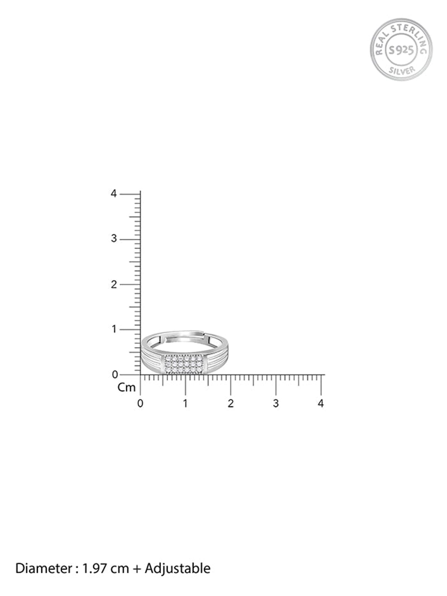 Silver Zircon Rectangle Ring For Him
