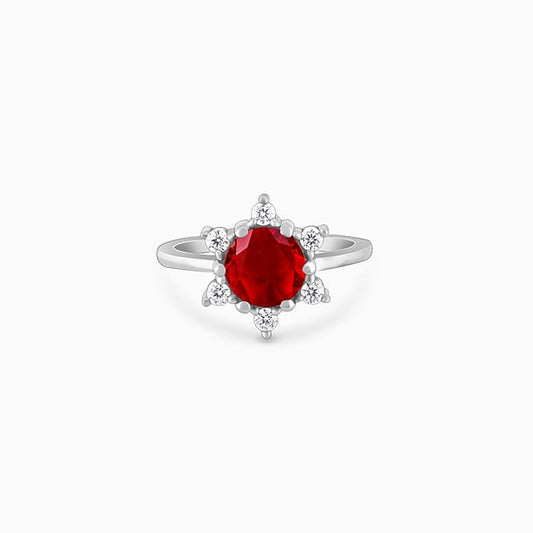 Silver Blooming Red Ring