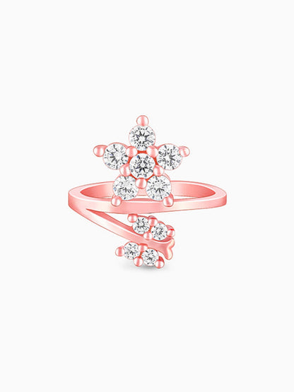 Rose Gold Butterfly Flower Ring