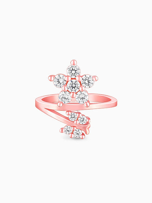 Rose Gold Butterfly Flower Ring
