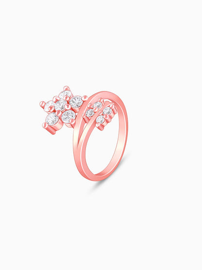 Rose Gold Butterfly Flower Ring
