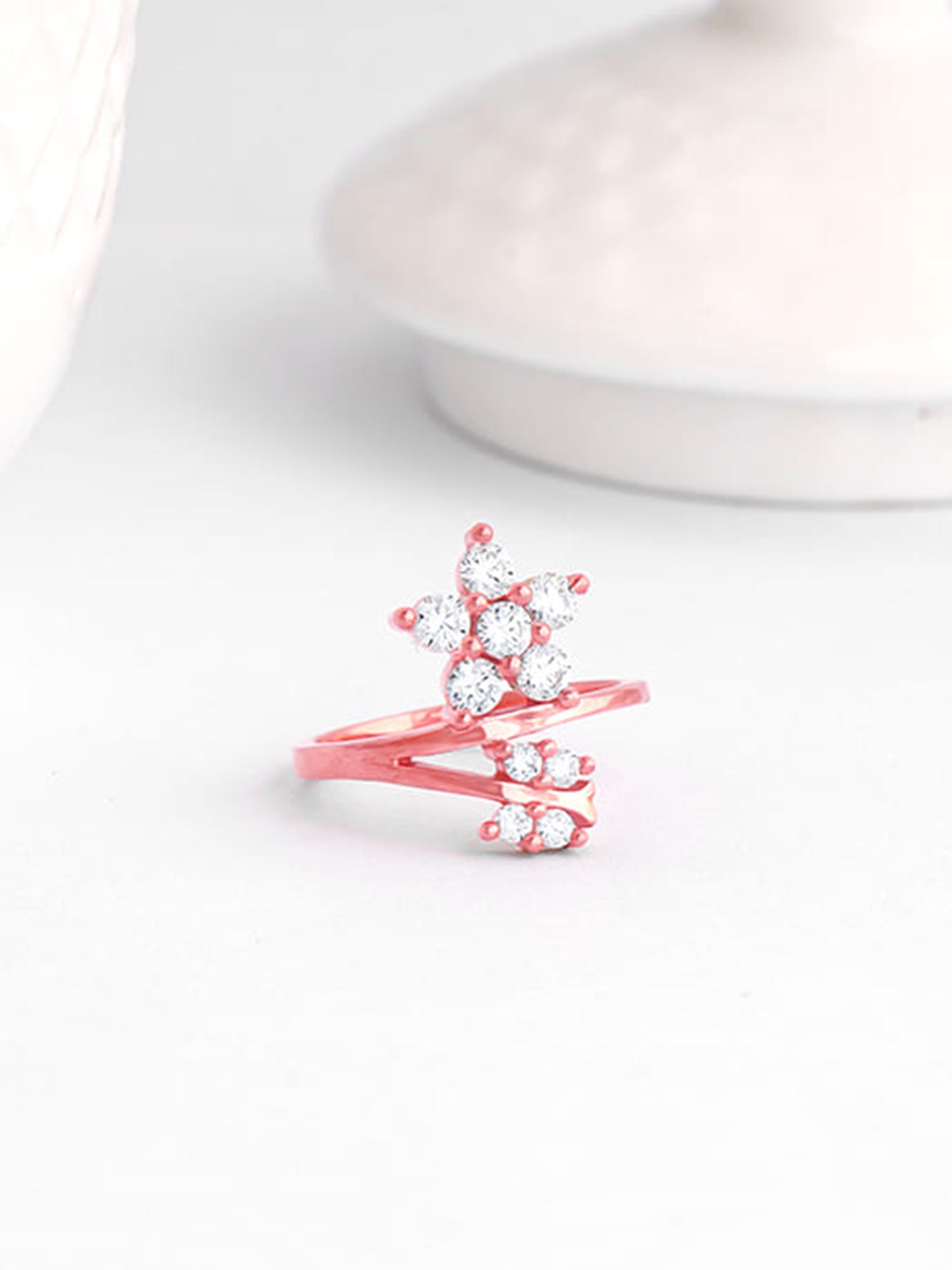 Rose Gold Butterfly Flower Ring