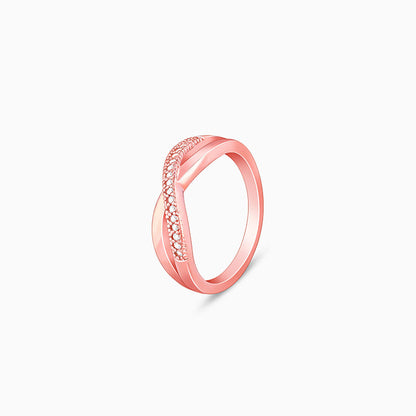 Rose Gold Crossing Waves Ring