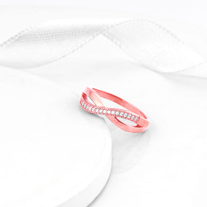 Rose Gold Crossing Waves Ring