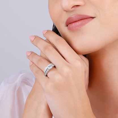 Silver Solitaire Stackable Ring