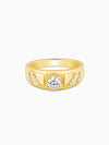 Golden Zircon Ornate Ring For Him