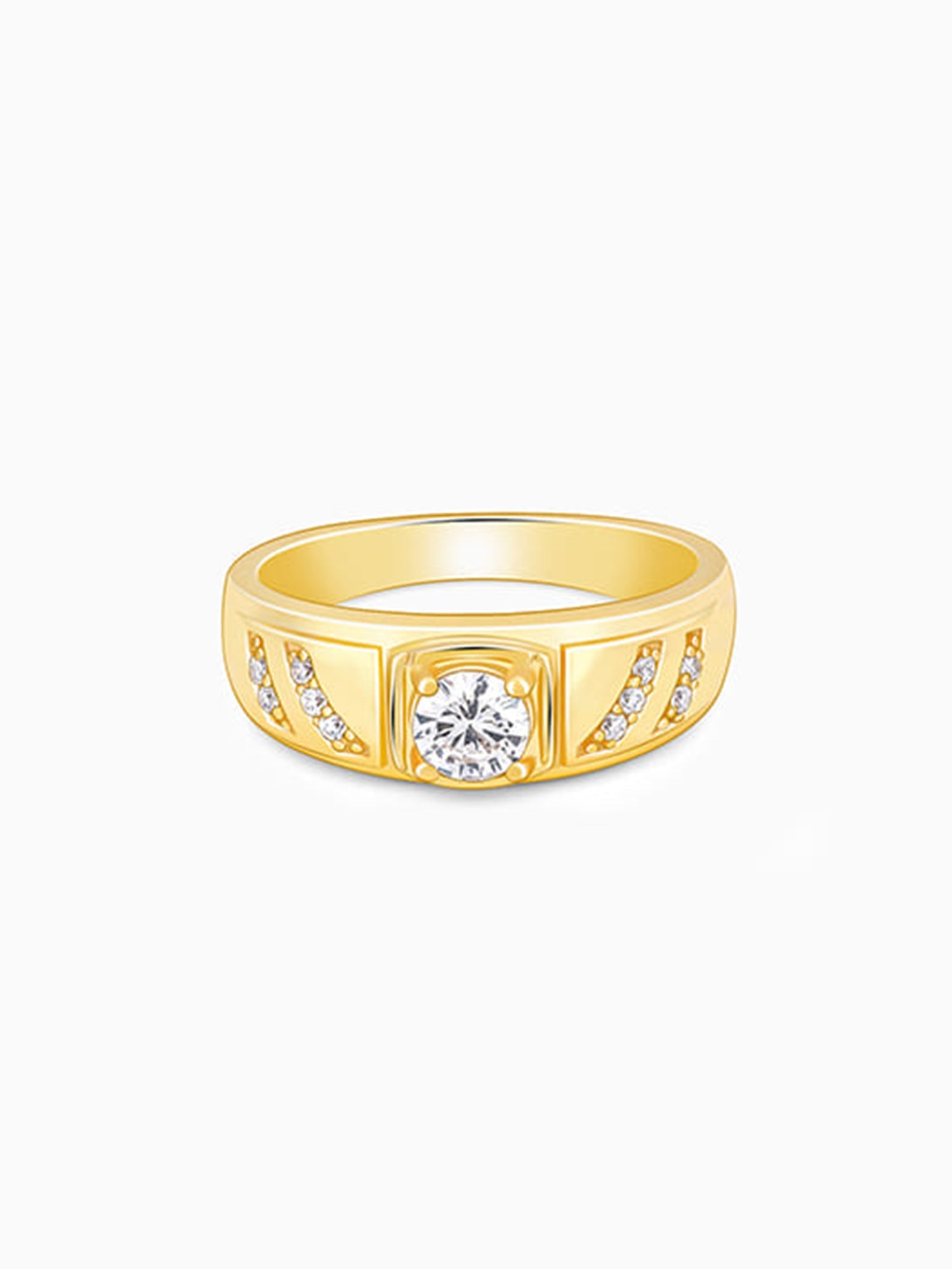 Golden Zircon Ornate Ring For Him