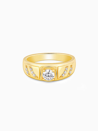 Golden Zircon Ornate Ring For Him