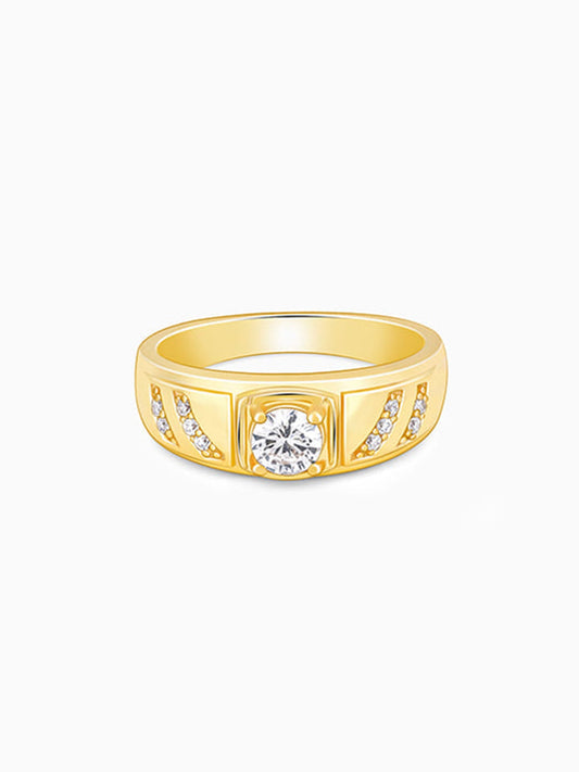 Golden Zircon Ornate Ring For Him
