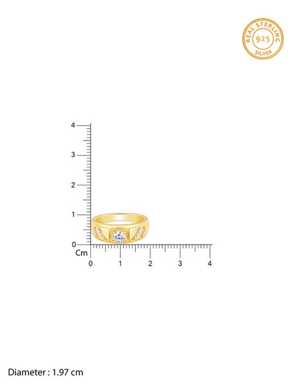 Golden Zircon Ornate Ring For Him