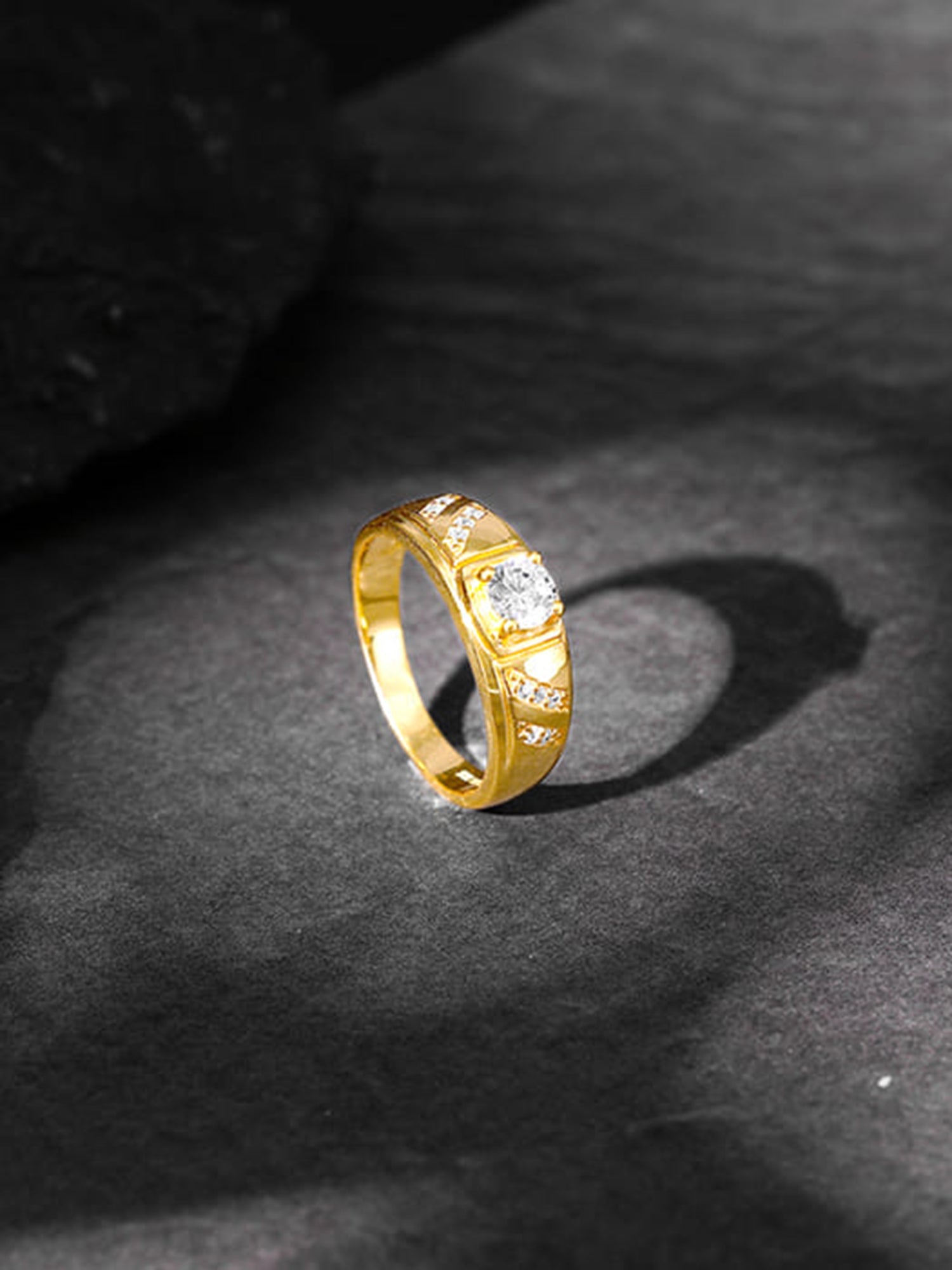 Golden Zircon Ornate Ring For Him