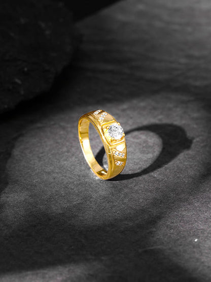 Golden Zircon Ornate Ring For Him