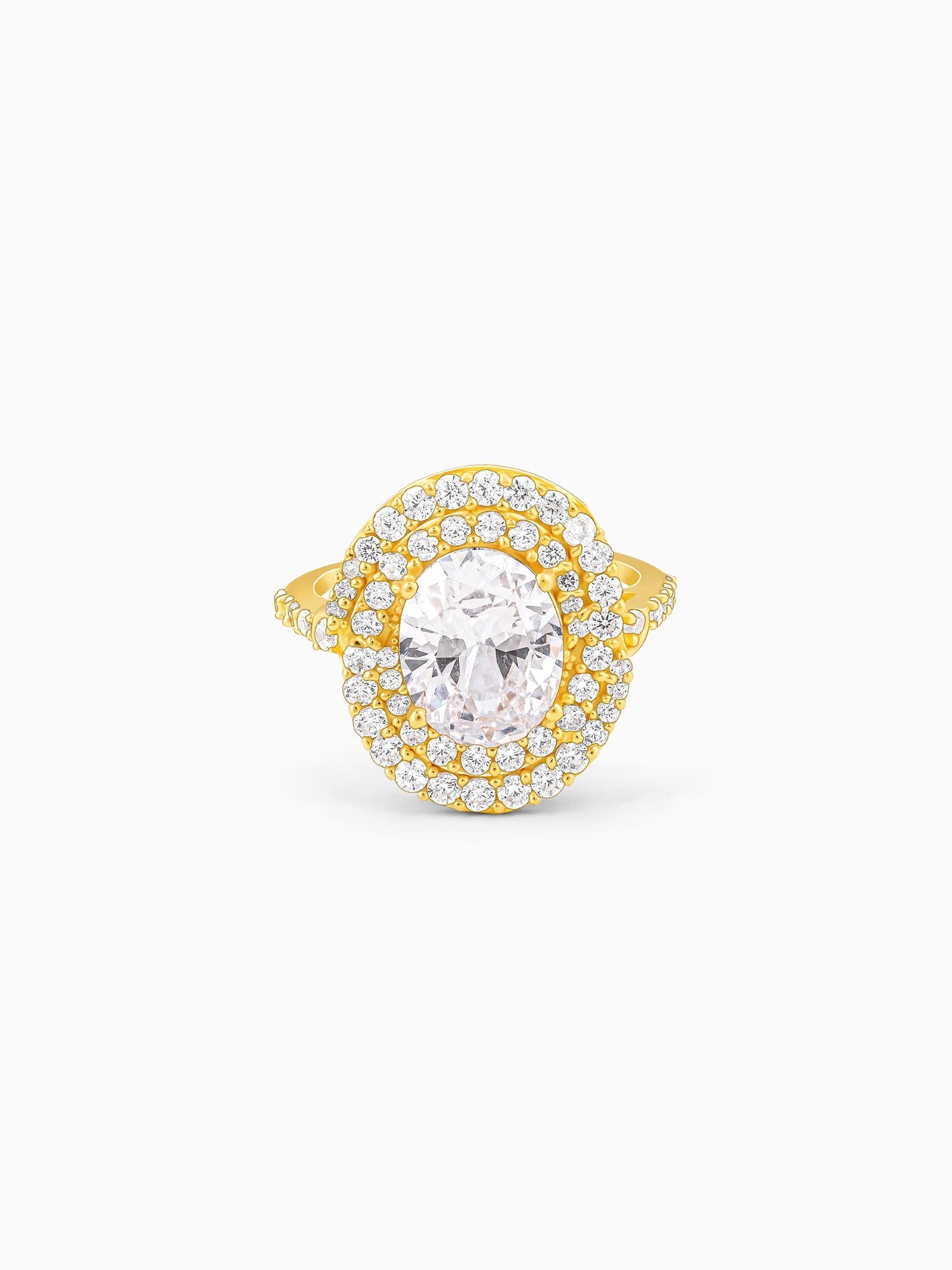 Golden Oval Solitaire Ring