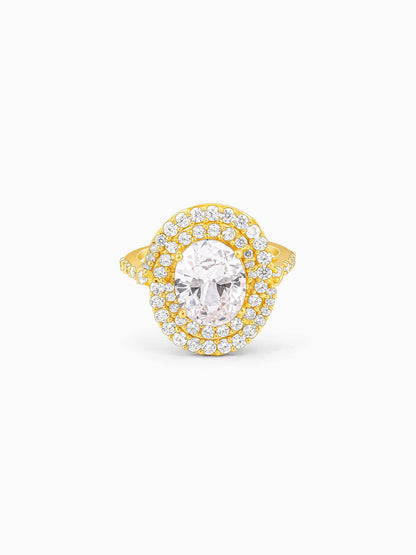 Golden Oval Solitaire Ring
