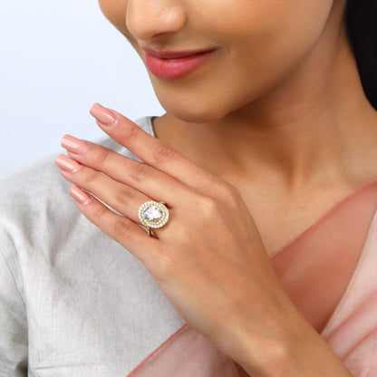 Golden Oval Solitaire Ring