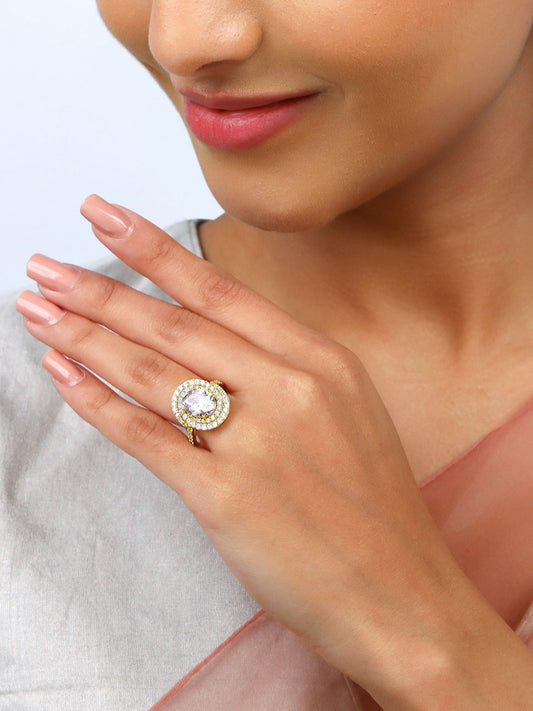 Golden Oval Solitaire Ring