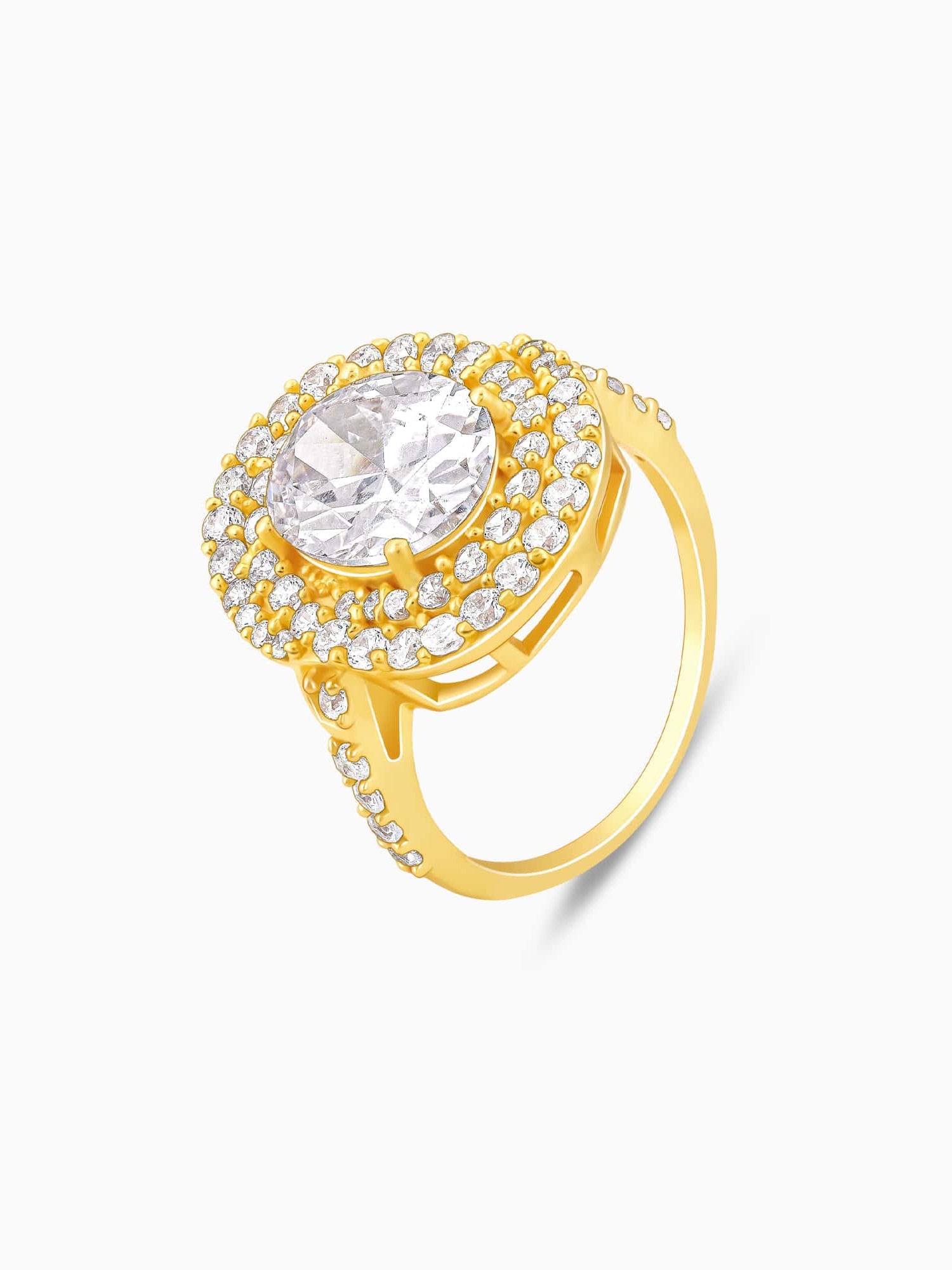 Golden Oval Solitaire Ring