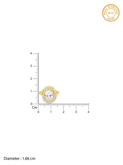 Golden Oval Solitaire Ring