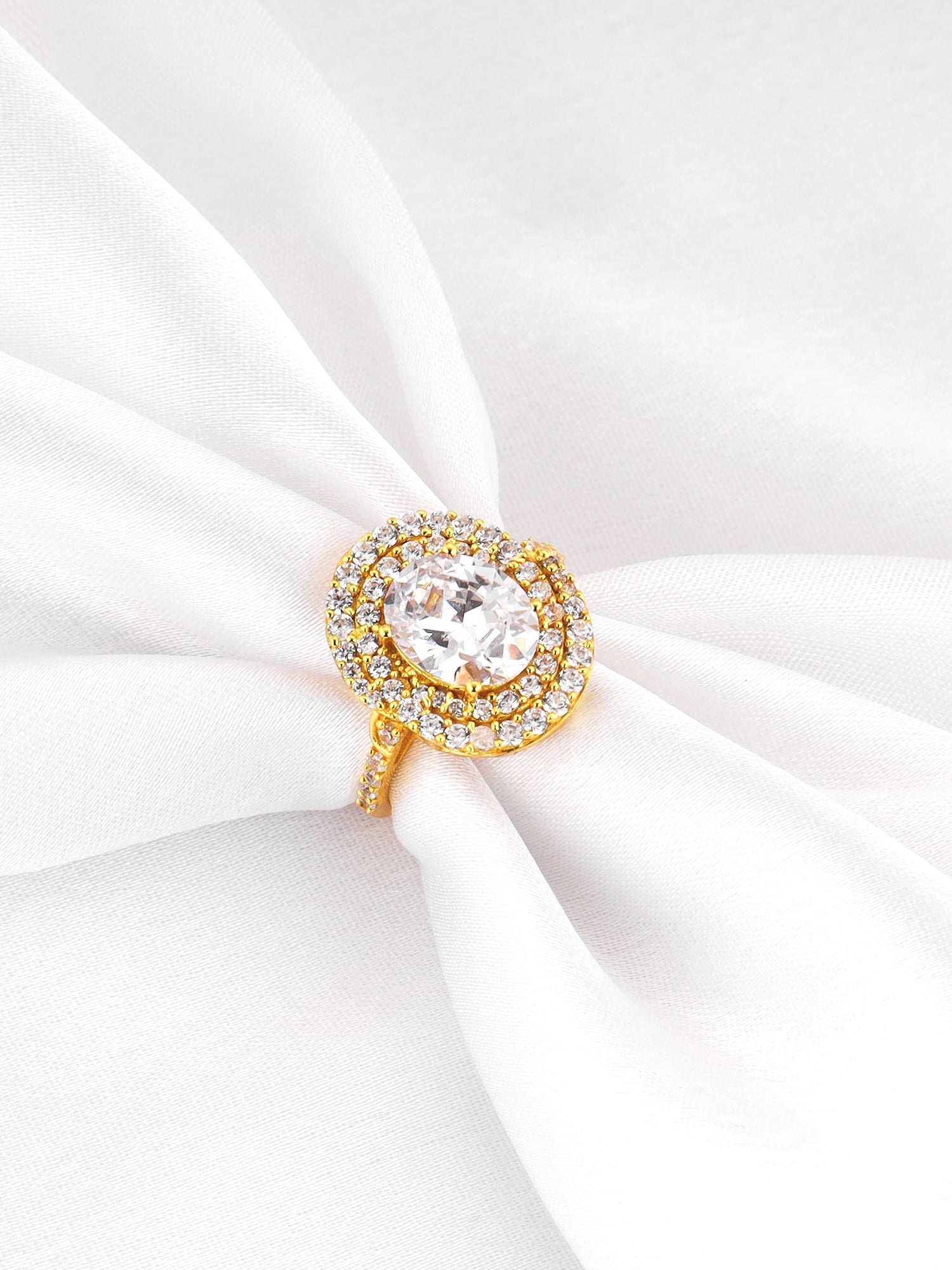 Golden Oval Solitaire Ring