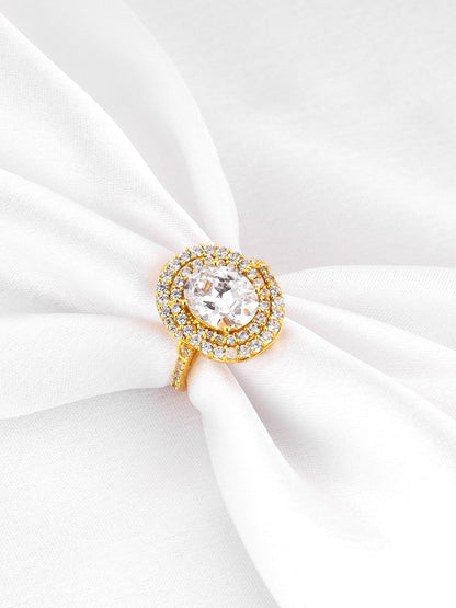 Golden Oval Solitaire Ring