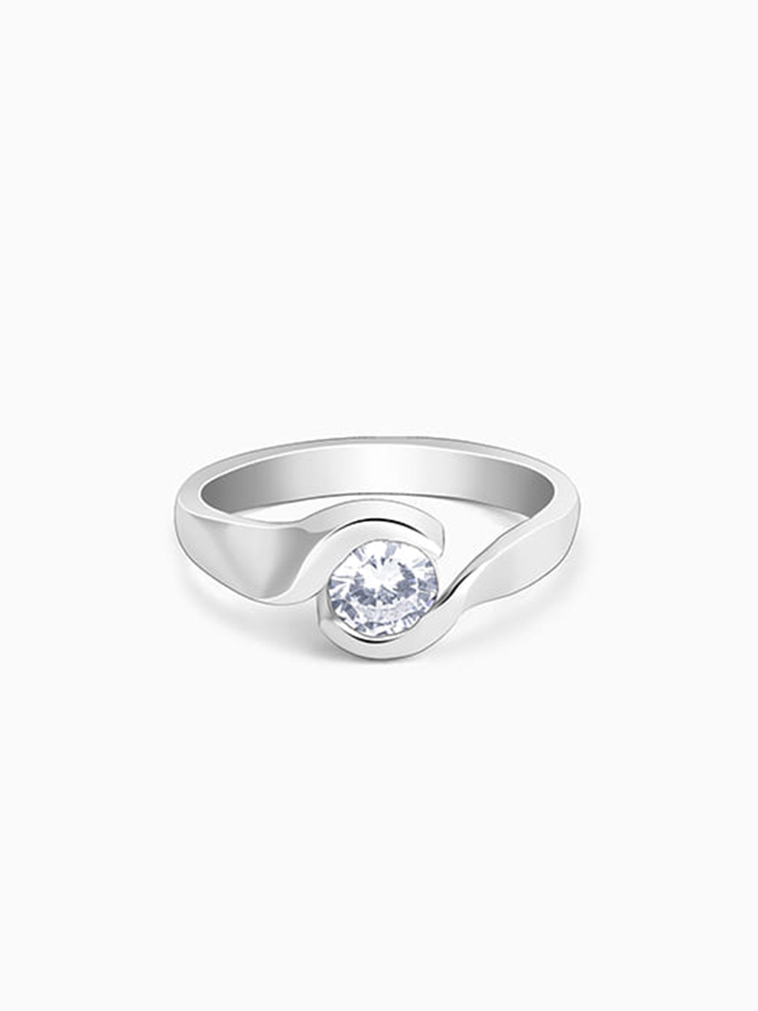 Silver Solitaire Twist Ring