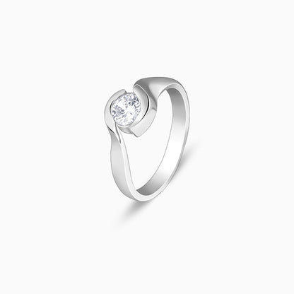 Silver Solitaire Twist Ring