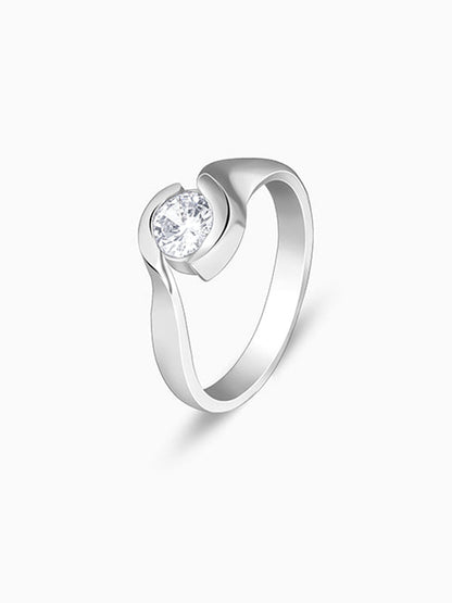Silver Solitaire Twist Ring