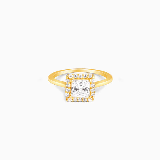 Golden Square Gem Ring