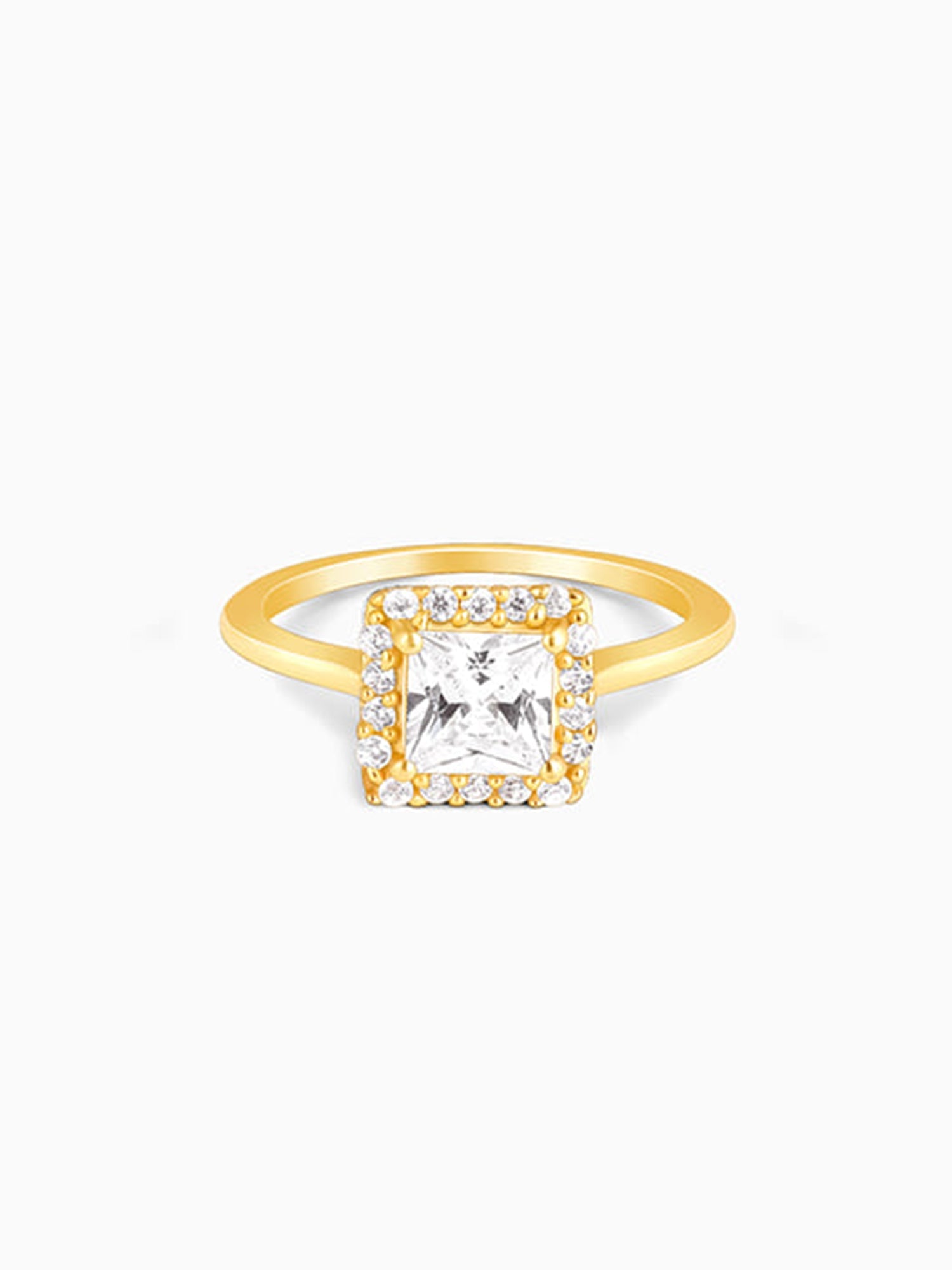 Golden Square Gem Ring
