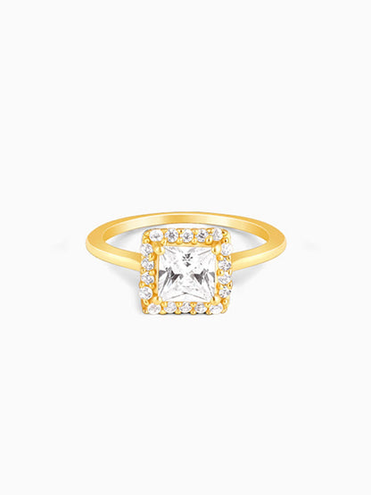 Golden Square Gem Ring