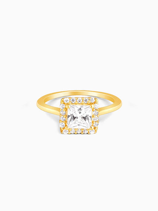 Golden Square Gem Ring