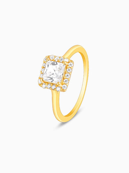 Golden Square Gem Ring